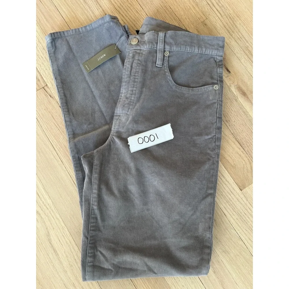 J‎ Crew Pants 30T Men Gray Corduroy Mid Rise Regular Fit New with Tags